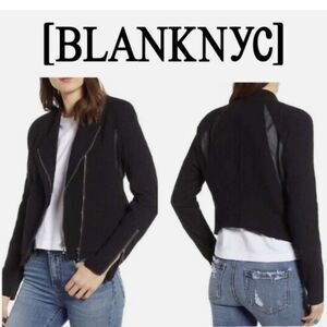 Blank NYC Moto Jacket Womens XL Black Motor City Mesh Crepe Crop Rock Chic Sexy